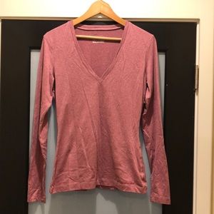 Under Armour Dark Pink V Neck Fitted Long Sleeve T